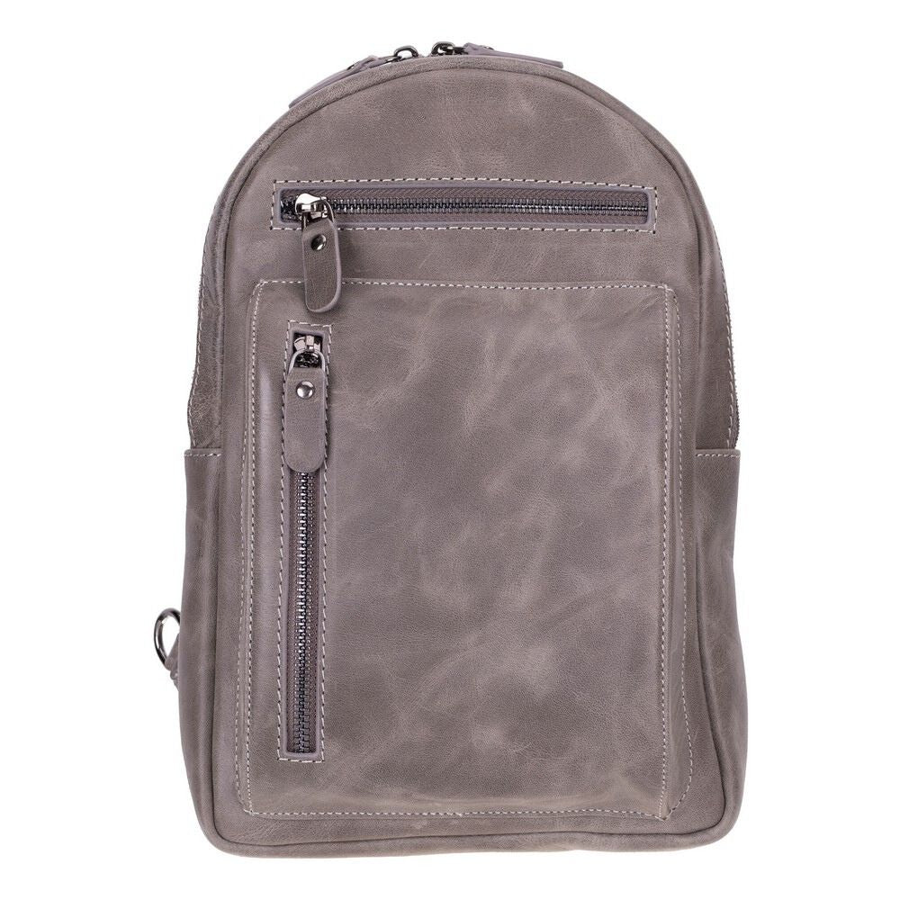 Bloominbag-Blake Ash Gray Hakiki Deri çapraz Askılı Sırt çantası-1-Milagron.com
