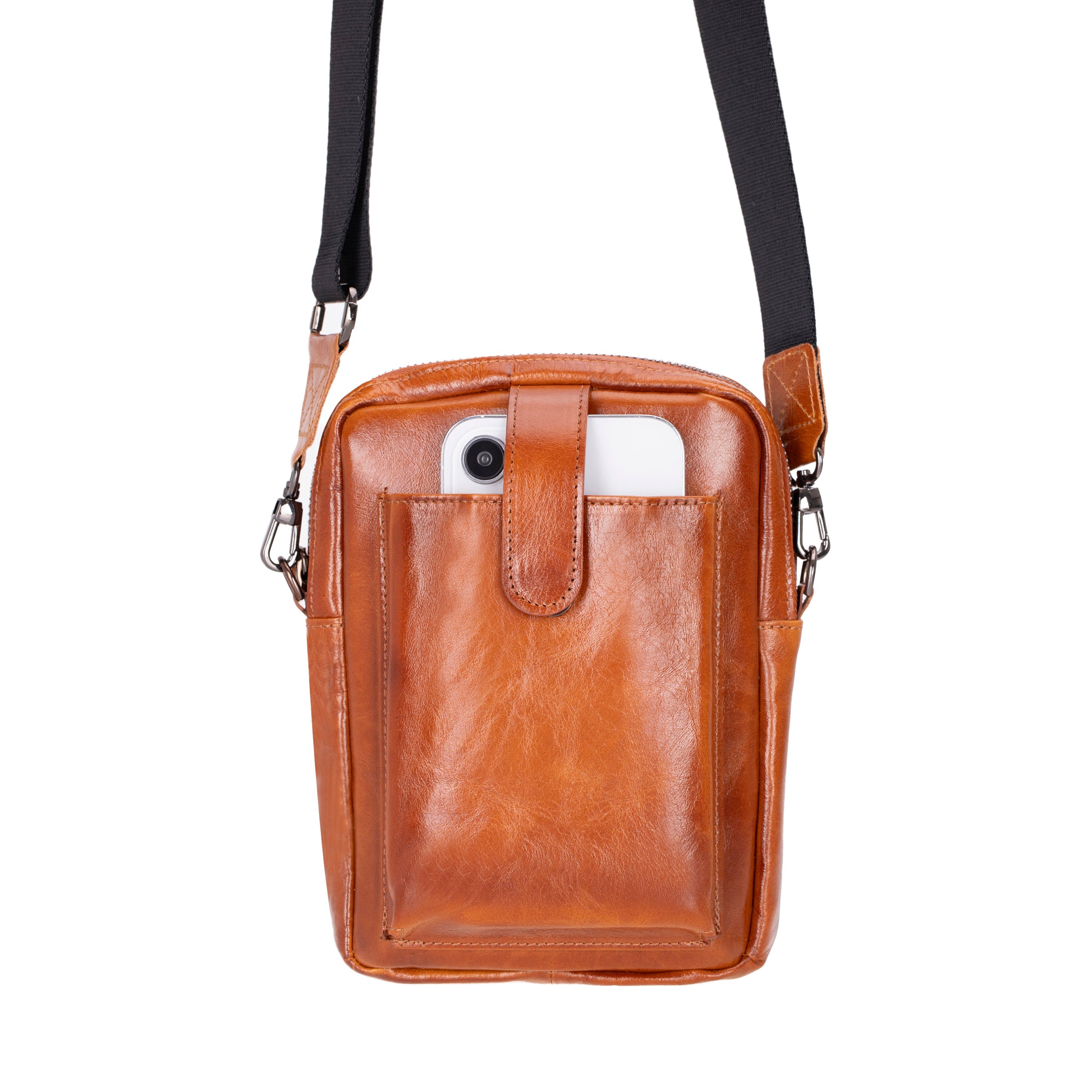 Bloominbag-Bloom Bag Cognac Brown Hakiki Deri Crossbody çanta-3-Milagron.com
