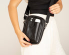 Bloominbag-Bloom Bag Obsidian Black Hakiki Deri Crossbody çanta-2-Milagron.com