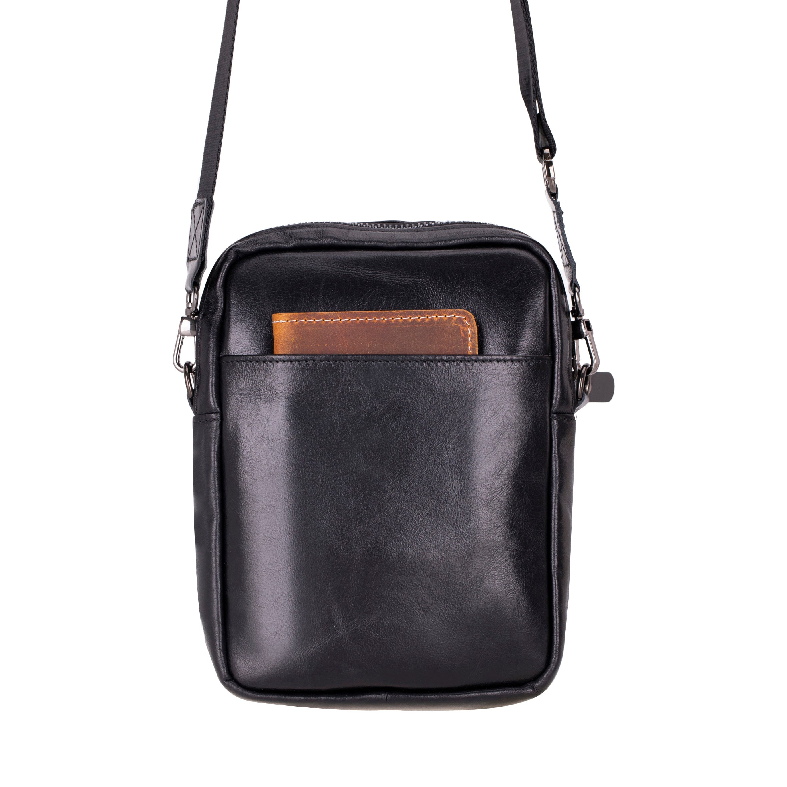 Bloominbag-Bloom Bag Obsidian Black Hakiki Deri Crossbody çanta-4-Milagron.com