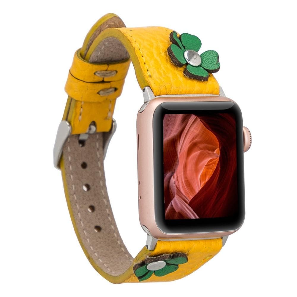 Bloominbag-Bloom Band Clover Deri Güneş Sarısı Apple Watch Kordon 40/41/42mm-1-Milagron.com