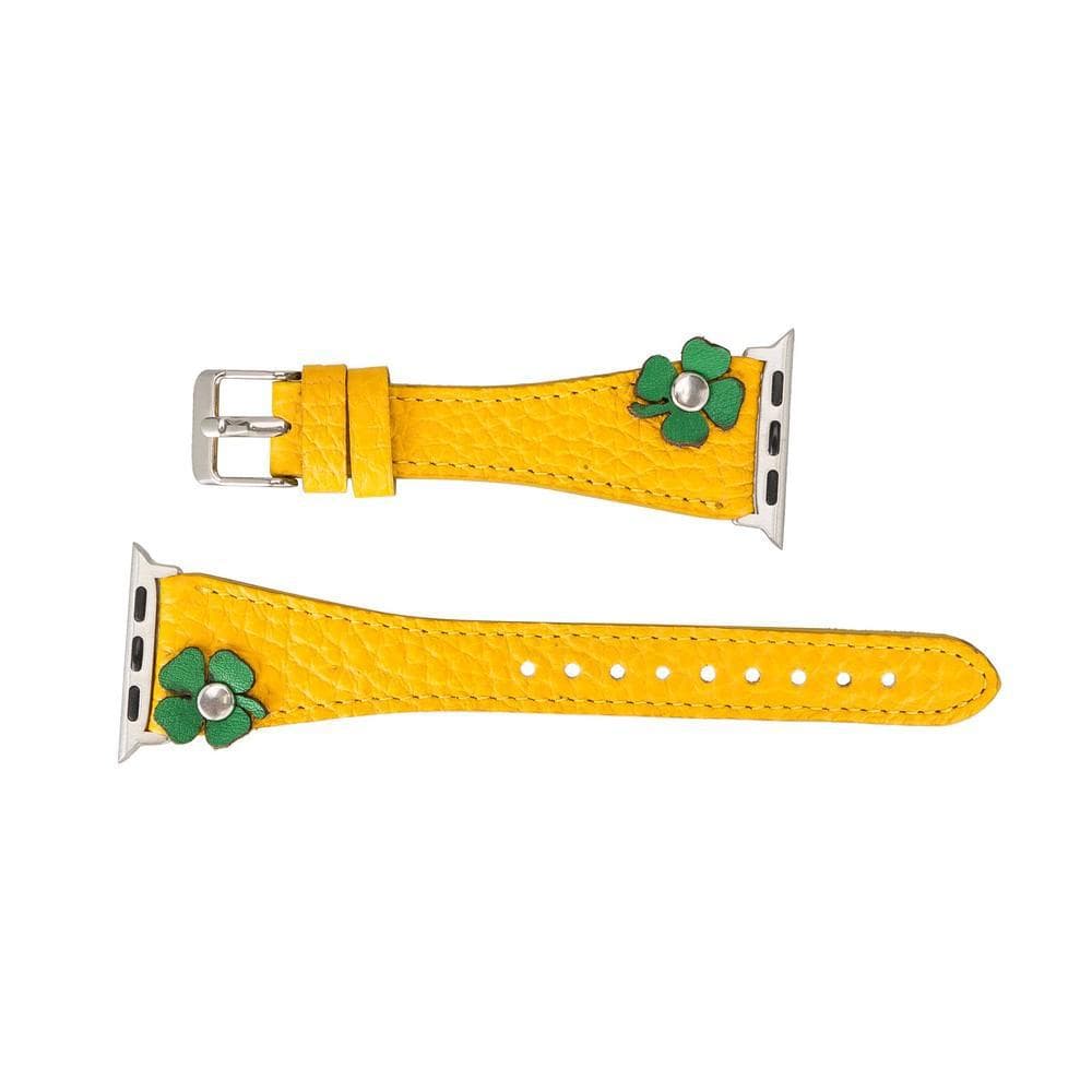 Bloominbag-Bloom Band Clover Deri Güneş Sarısı Apple Watch Kordon 40/41/42mm-4-Milagron.com