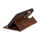 Bloominbag-Bloom Case Apple I Phone 16 Pro Max – Mahogany Brown Hakiki Deri Cüzdanlı Telefon Kılıfı-3-Milagron.com