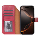 Bloominbag-Bloom Case Magic Apple I Phone 17 Pro Max(6.9") Crimson Flame Ayrılabilir Hakiki Deri Cüzdanlı Telefon Kılıfı-5-Milagron.com