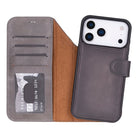 Bloominbag-Bloom Case Magic Wallet Ash Gray Apple I Phone 17 Pro (6.3") Hakiki Deri çıkarılabilir Cüzdanlı Telefon Kılıfı-1-Milagron.com