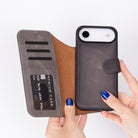 Bloominbag-Bloom Case Magic Wallet Ash Mist Gray Hakiki Deri I Phone 17 Air(6.5") Cüzdanlı Telefon Kılıfı-2-Milagron.com