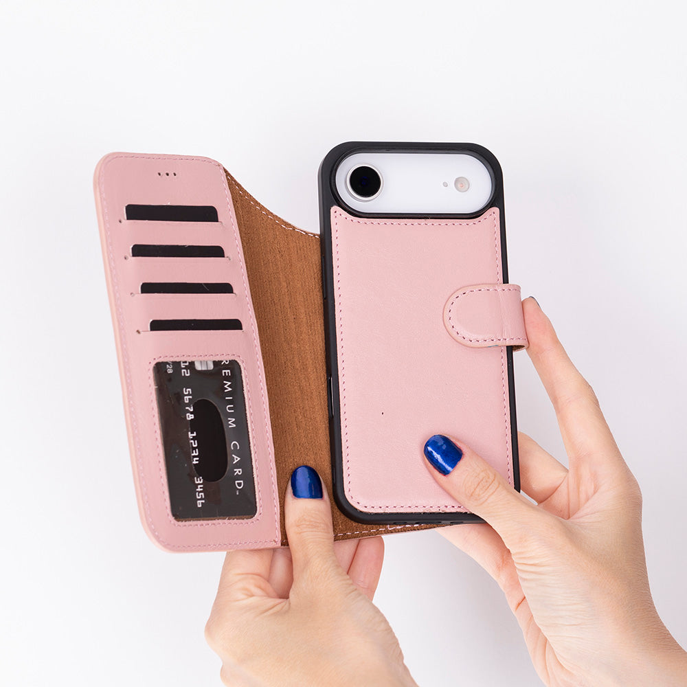 Bloominbag-Bloom Case Magic Wallet Blush Hakiki Deri I Phone 17 Air(6.5") Cüzdanlı Telefon Kılıfı-2-Milagron.com