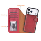 Bloominbag-Bloom Case Magic Wallet Crimson Red Apple I Phone 17 Pro (6.3") Hakiki Deri çıkarılabilir Cüzdanlı Telefon Kılıfı-3-Milagron.com