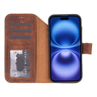 Bloominbag-Bloom Case Magic Wallet Mahogany Saddle Hakiki Deri I Phone 17 Air(6.5") Cüzdanlı Telefon Kılıfı-5-Milagron.com