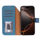 Bloominbag-Bloom Case Magic Wallet Midnight Blue Apple I Phone 17 Pro (6.3") Hakiki Deri çıkarılabilir Cüzdanlı Telefon Kılıfı-5-Milagron.com