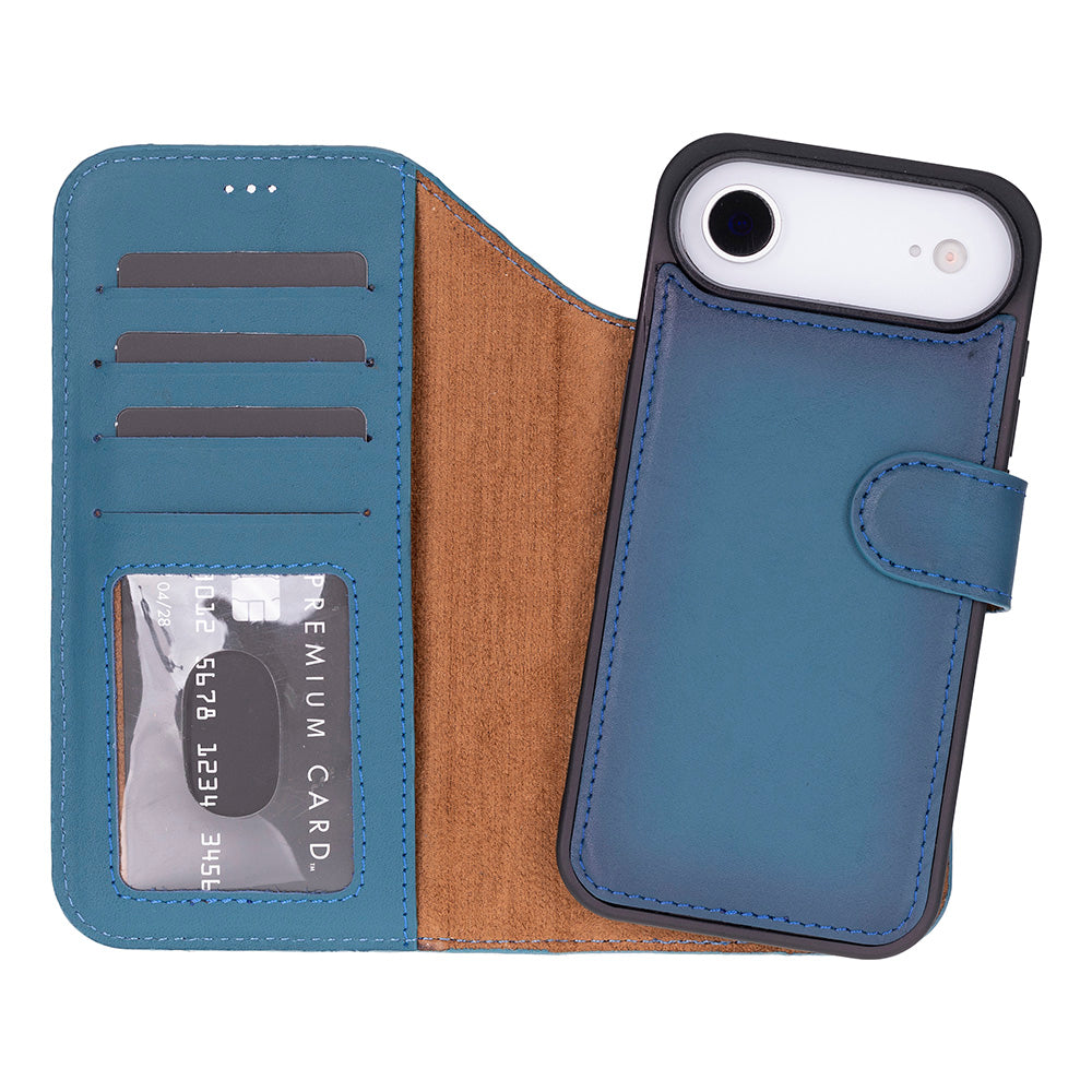 Bloominbag-Bloom Case Magic Wallet Midnight Blue Hakiki Deri I Phone 17 Air(6.5") Cüzdanlı Telefon Kılıfı-1-Milagron.com