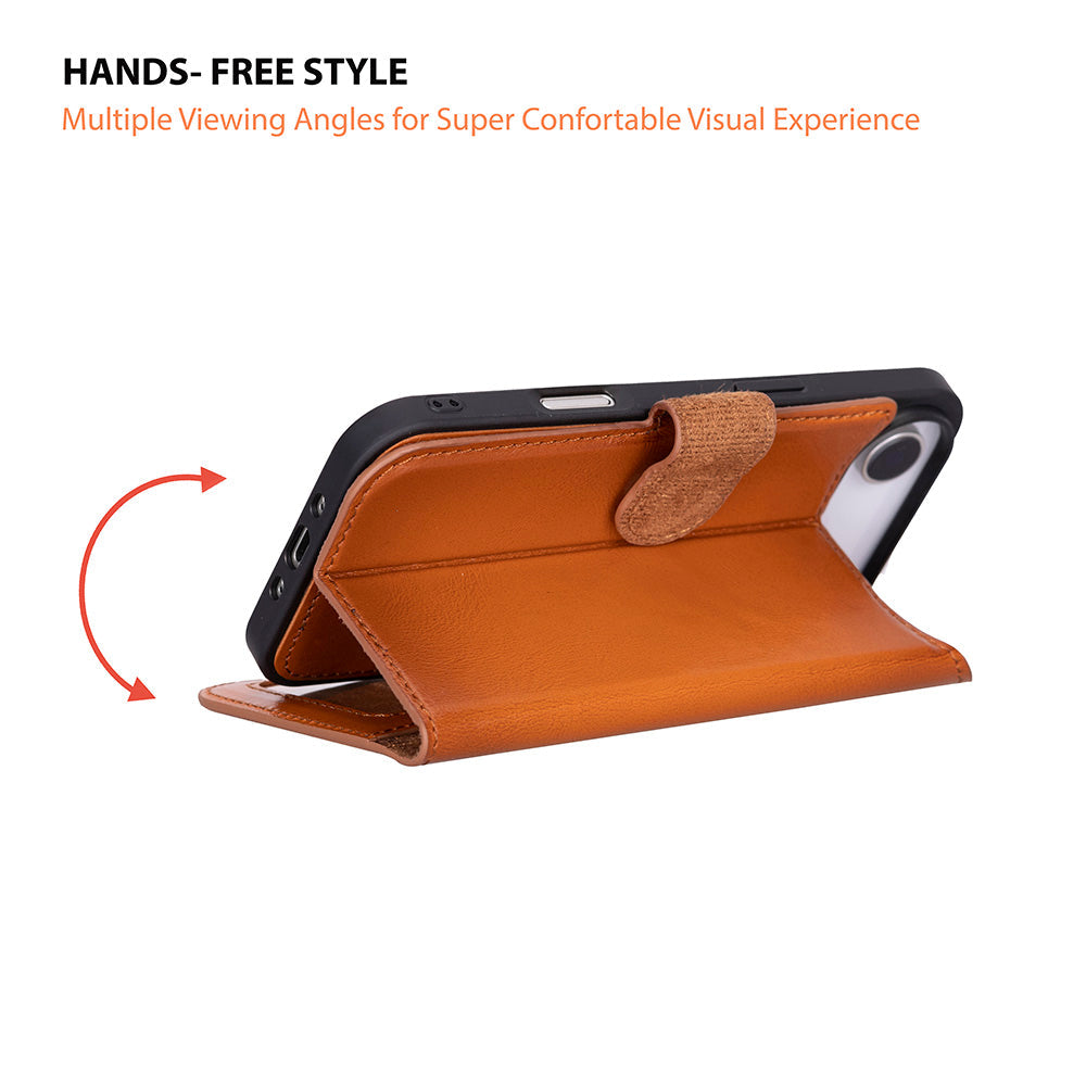 Bloominbag-Bloom Case Magic Wallet Urban Tan Hakiki Deri I Phone 17 Air(6.5") Cüzdanlı Telefon Kılıfı-4-Milagron.com