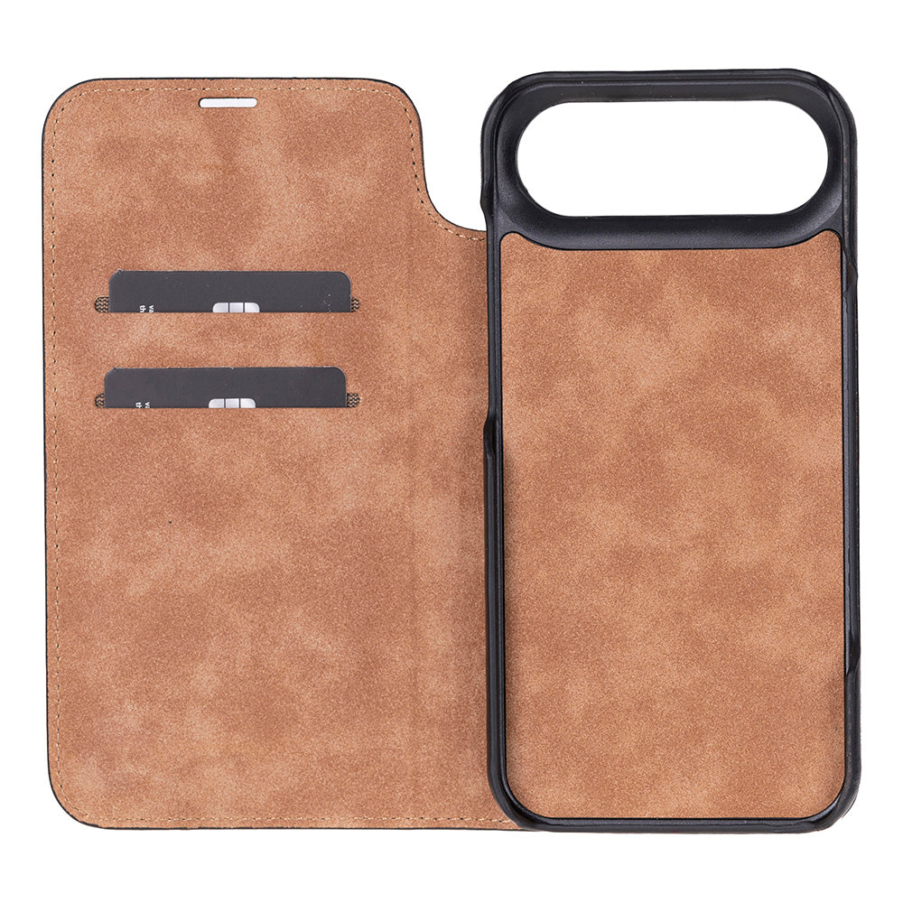 Bloominbag-Bloom Case Sonat Obsidian Black Hakiki Deri I Phone 17 Air(6.5") Folio Kılıfı-5-Milagron.com