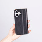Bloominbag-Bloom Case Sonat Obsidian Black Hakiki Deri I Phone 17(6.3") Folio Kılıfı-3-Milagron.com