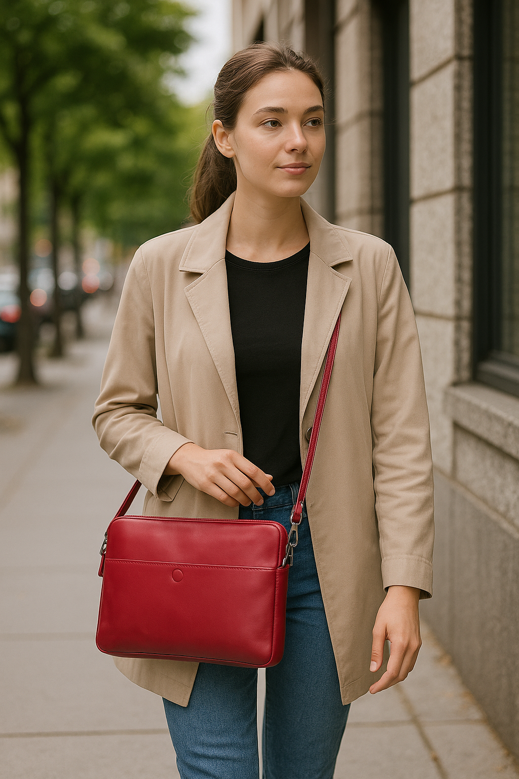 Bloominbag-Bloom Sleeve Leeds 14" Crimson Red Hakiki Deri Laptop & Tablet Kılıfı-2-Milagron.com