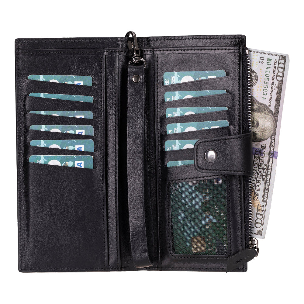 Bloominbag-Bloom Verve Marine Noir Hakiki Deri Telefon Bölmeli Cüzdan-2-Milagron.com