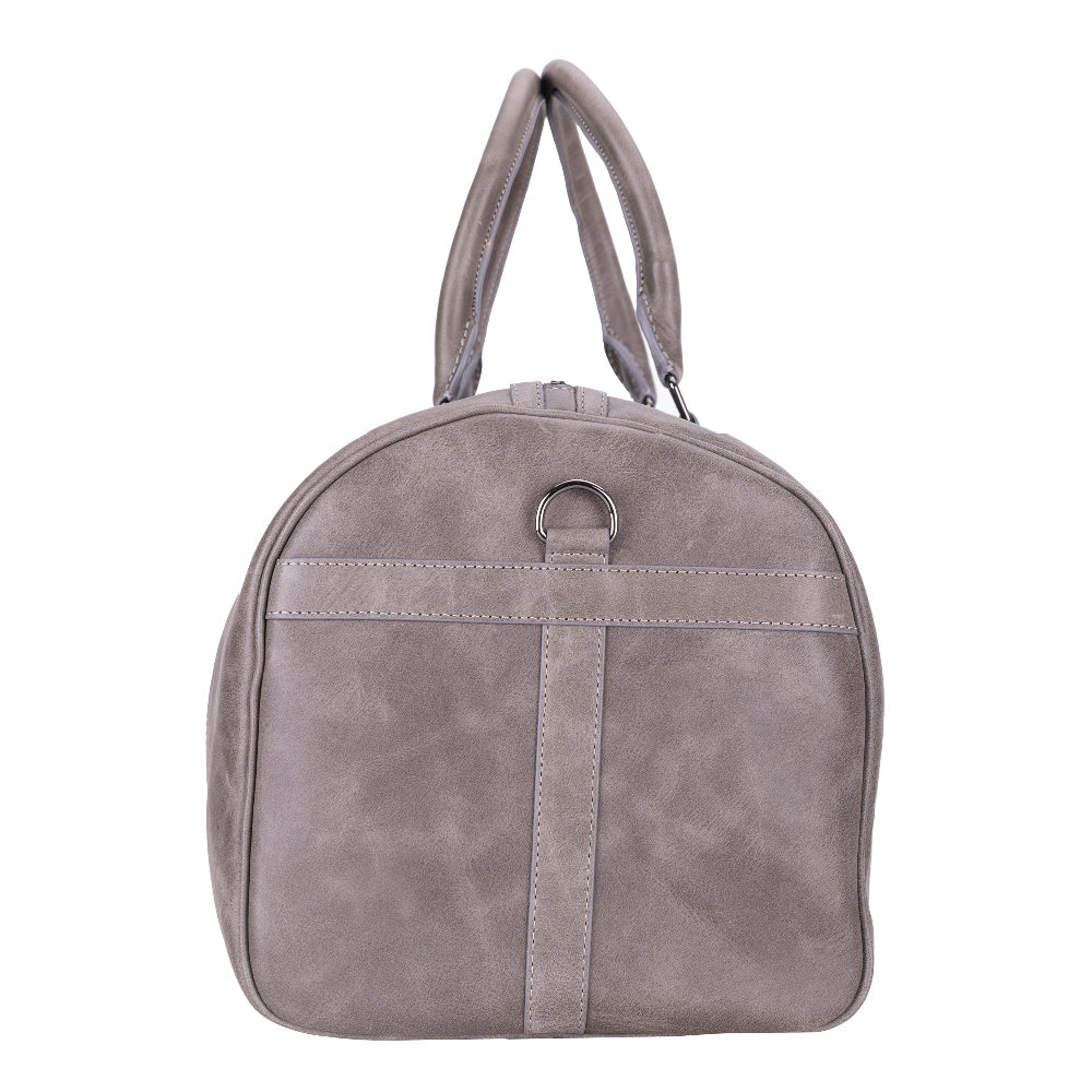 Bloominbag-Bloom Voyager Ash Gray Hakiki Deri Duffle Unisex Seyahat & Hafta Sonu çantası-5-Milagron.com