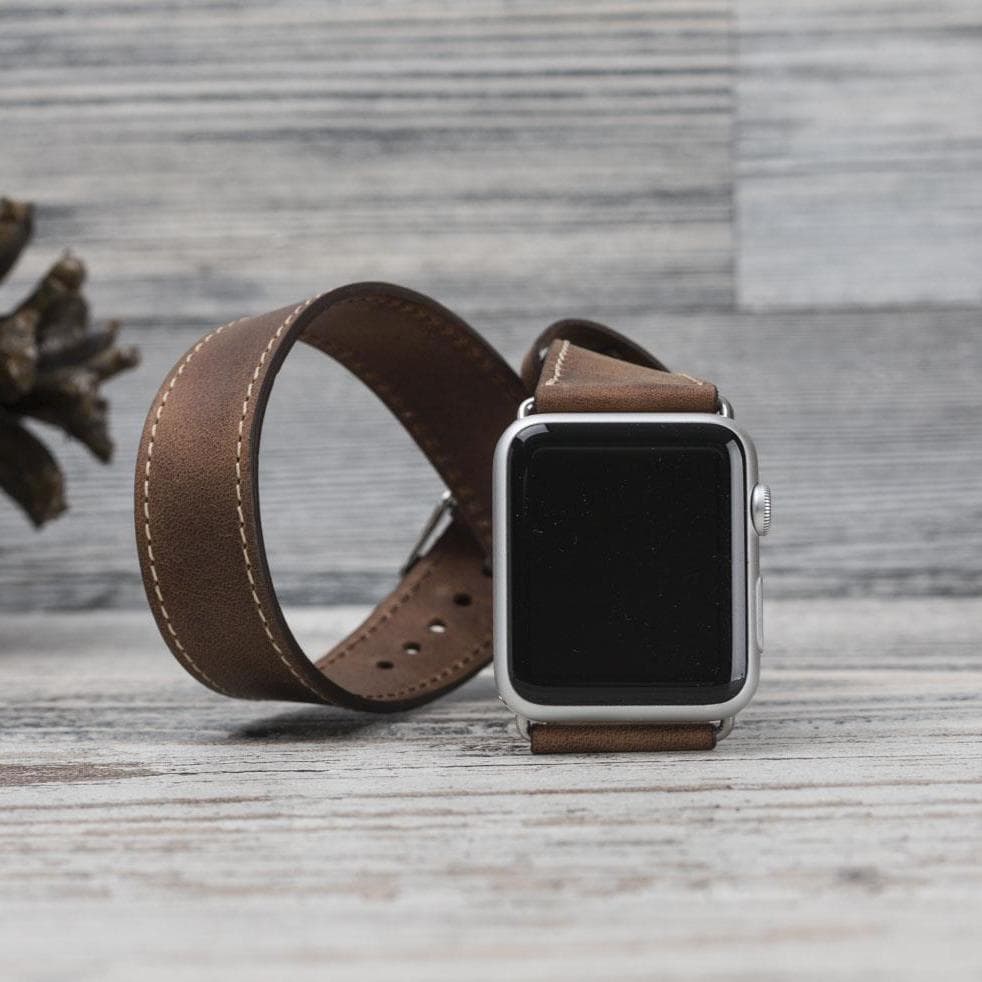 Bloomband Double Tour Saddle Brown Deri Apple Watch Kayışı - 44/45/46/49Mm