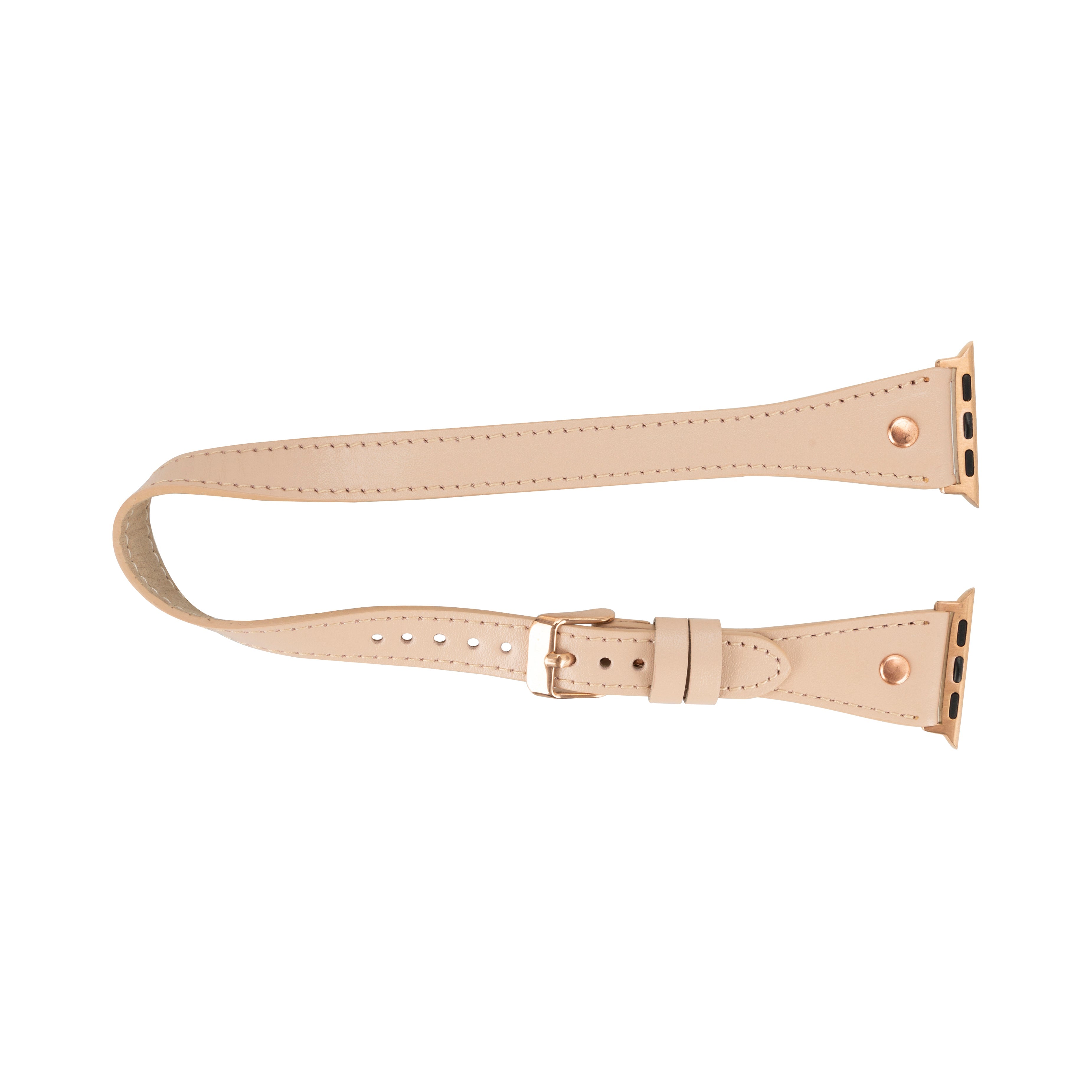 Bloomband Gold Tokalı Double Tour Bisque Deri Apple Watch Kayışı - 44/45/46/49Mm