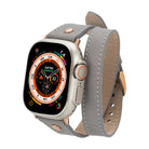 Bloomband Gold Tokalı Double Tour Gray Deri Apple Watch Kayışı - 44/45/46/49Mm