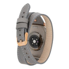 Bloomband Gold Tokalı Double Tour Gray Deri Apple Watch Kayışı - 44/45/46/49Mm