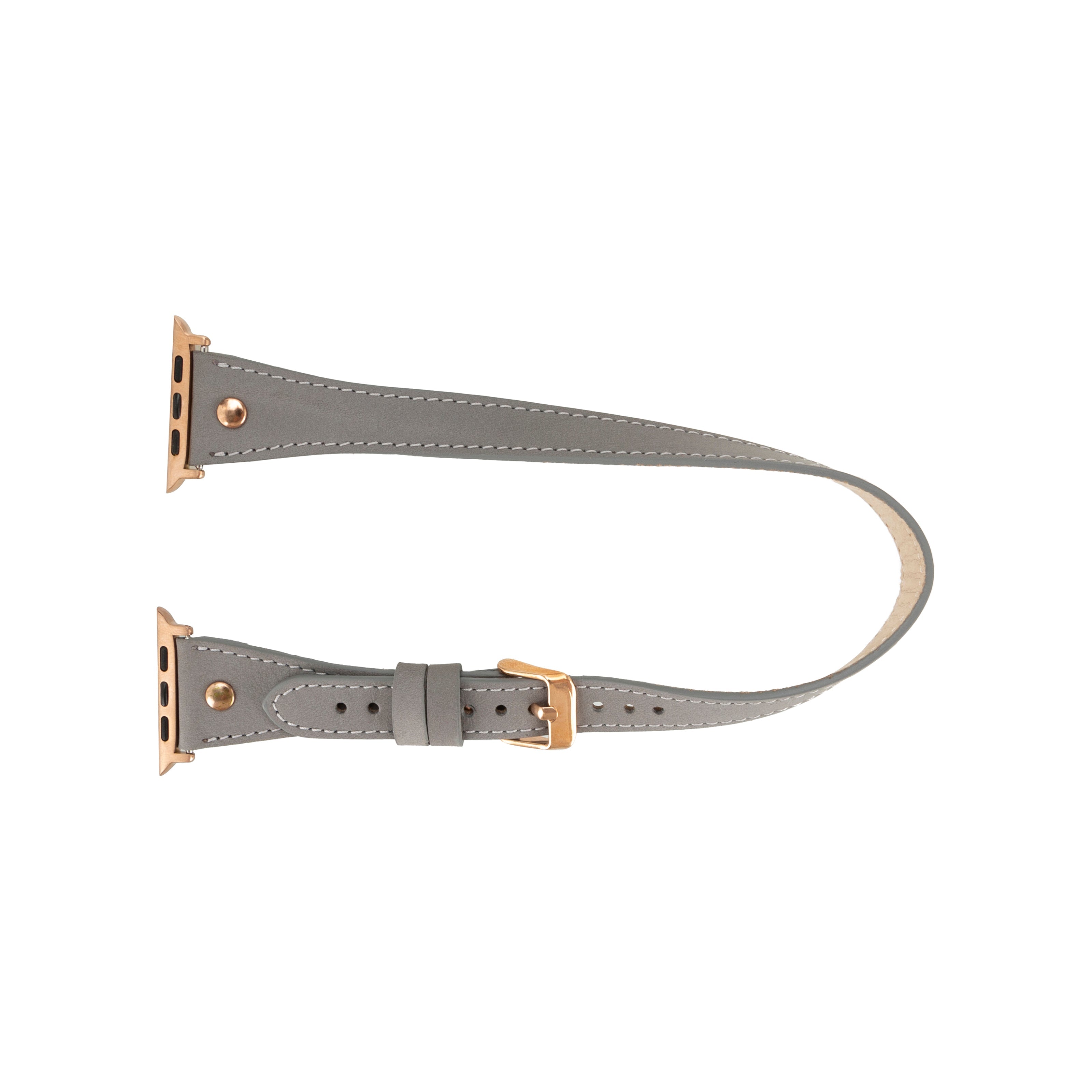 Bloomband Gold Tokalı Double Tour Gray Deri Apple Watch Kayışı - 44/45/46/49Mm