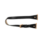Bloomband Gold Tokalı Double Tour Onyx Black Deri Apple Watch Kayışı - 44/45/46/49Mm