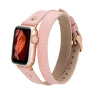 Bloomband Gold Tokalı Double Tour Pink Deri Apple Watch Kayışı - 44/45/46/49Mm