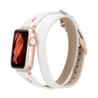 Bloomband Gold Tokalı Double Tour White Deri Apple Watch Kayışı - 44/45/46/49Mm