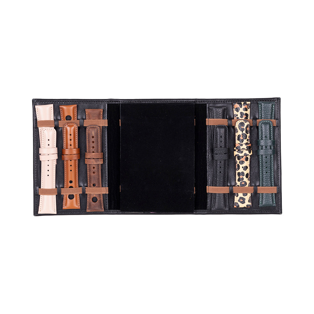 Bloomband Noir Black Akıllı Saat Çantası - Triple Deri Saat Kordonu Organizer