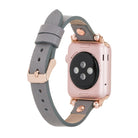 Bloomband Rose Gold Tokalı Sandy Gray Deri Apple Watch Kayışı - 44/45/46/49Mm