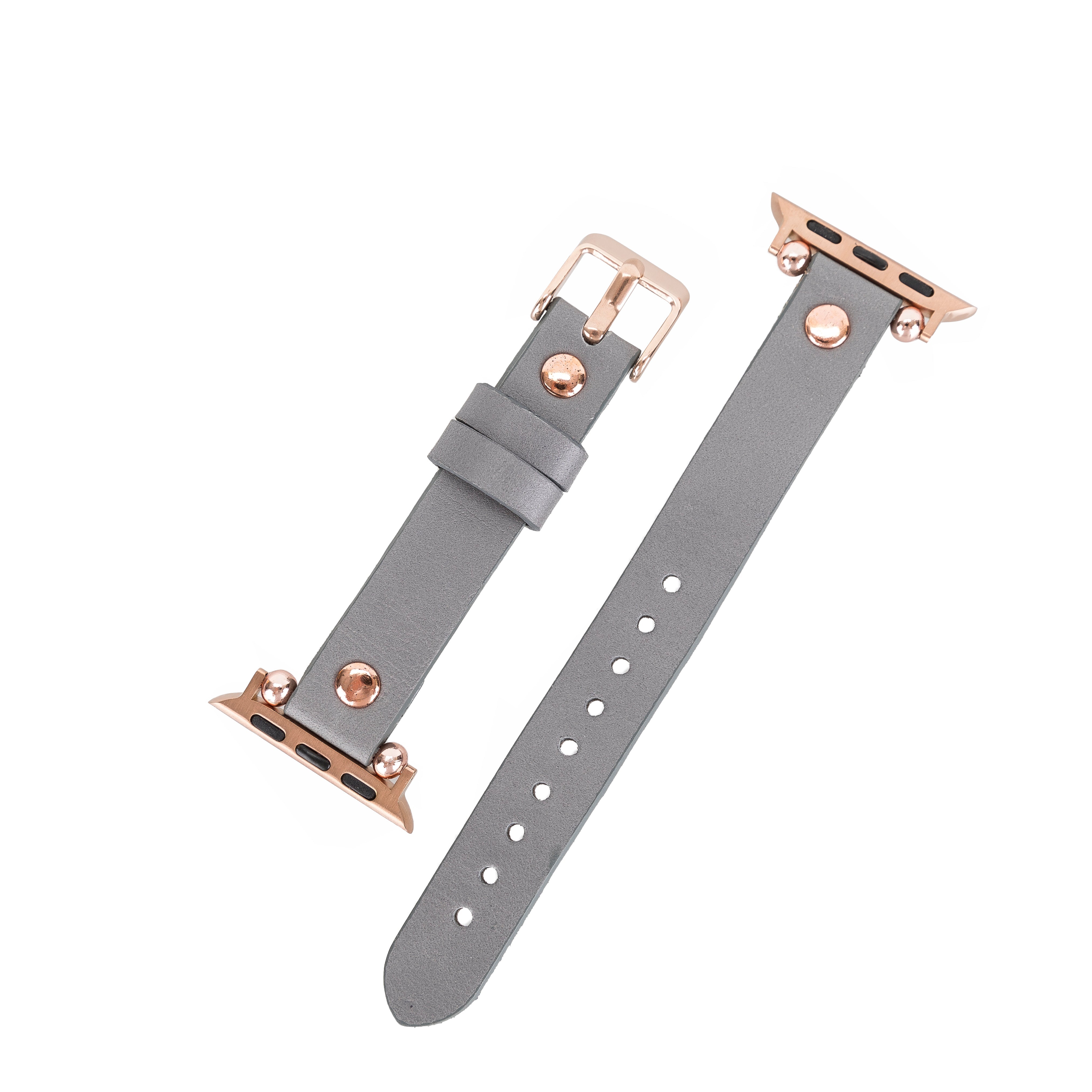 Bloomband Rose Gold Tokalı Sandy Gray Deri Apple Watch Kayışı - 44/45/46/49Mm