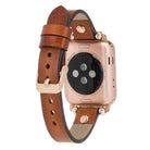 Bloomband Rose Gold Tokalı Tan Tan Deri Apple Watch Kayışı - 44/45/46/49Mm