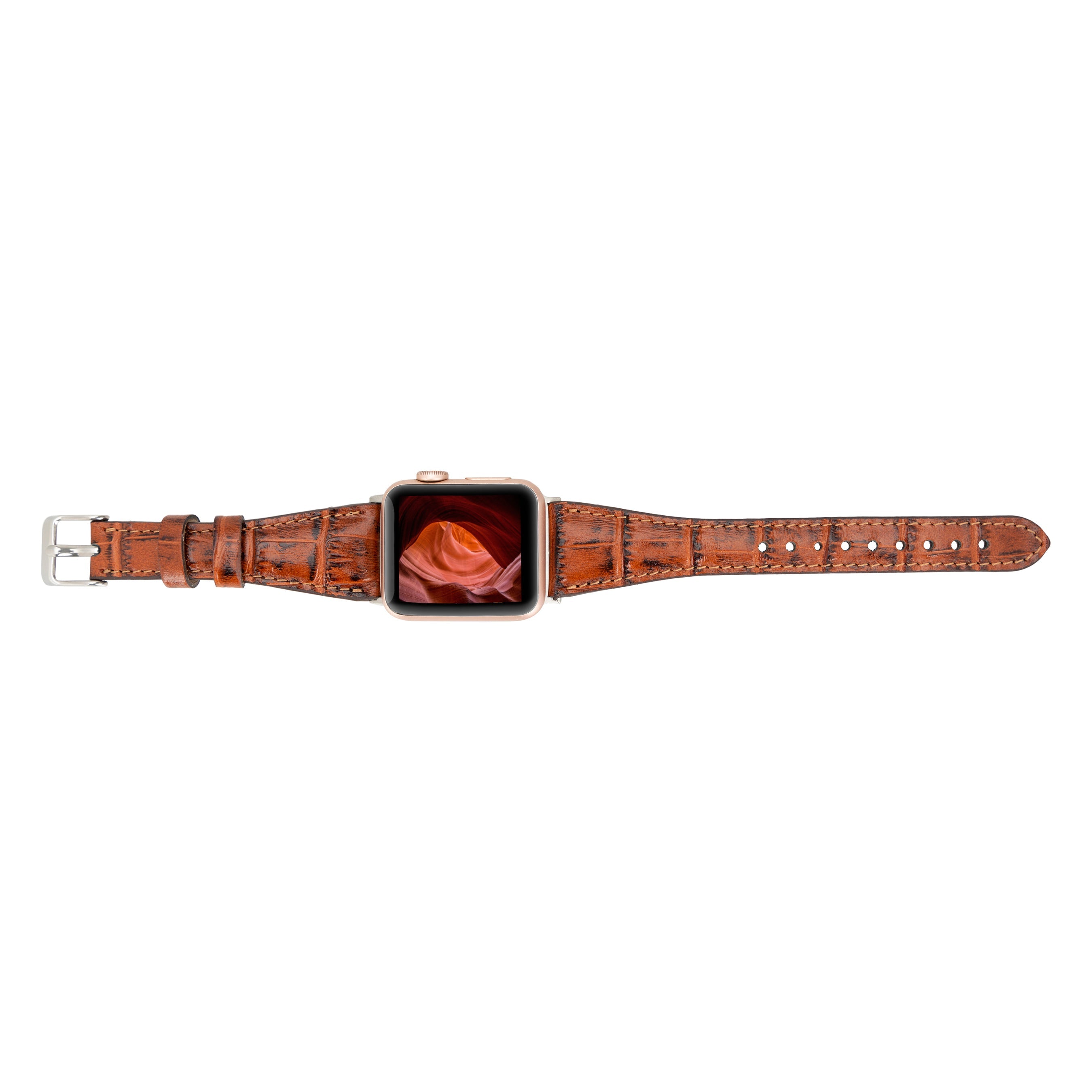 Bloomband Signature Croc Brown Leather Apple Watch Band - 44/45/46/49Mm