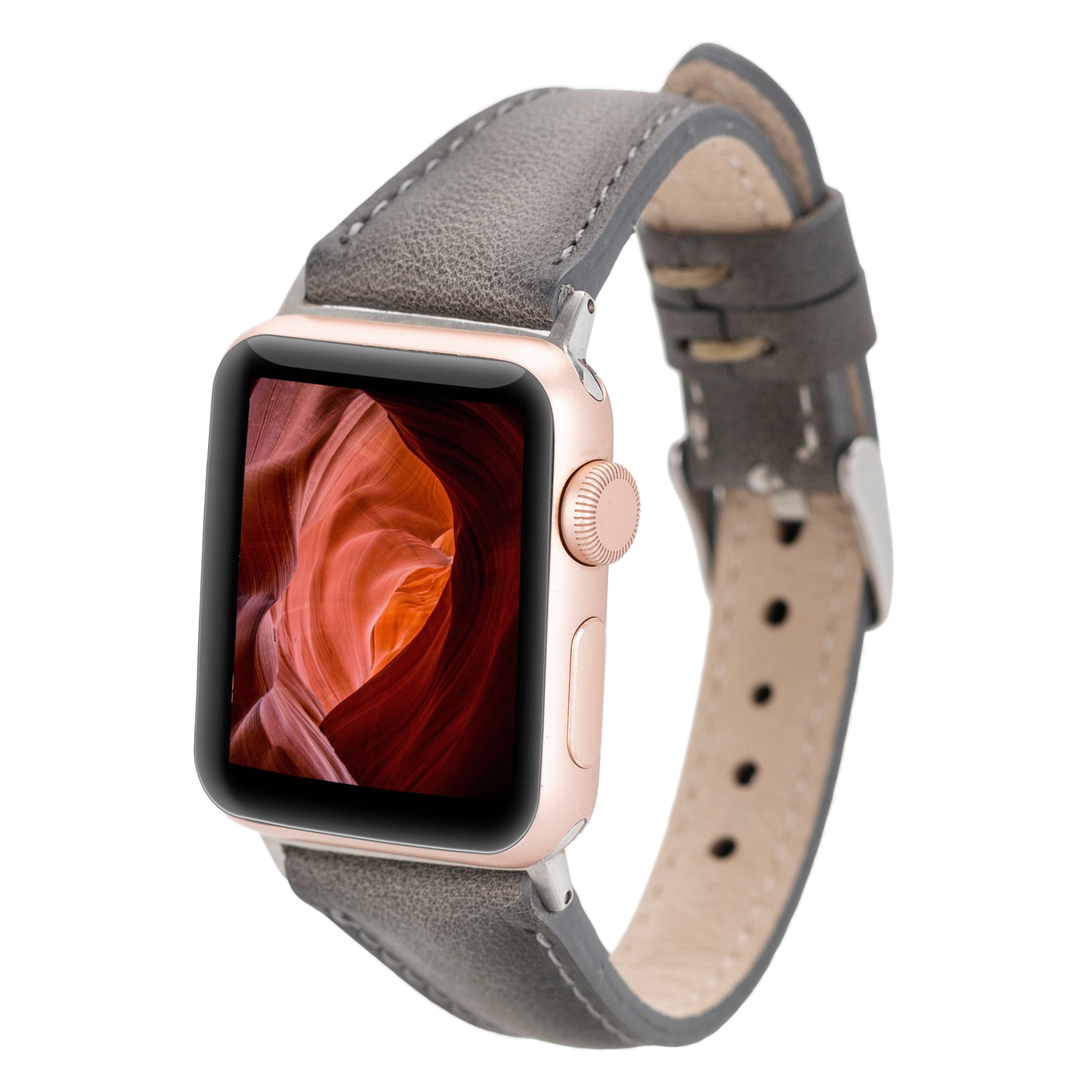Bloomband Signature Stone Gray Leather Apple Watch Band - 44/45/46/49Mm