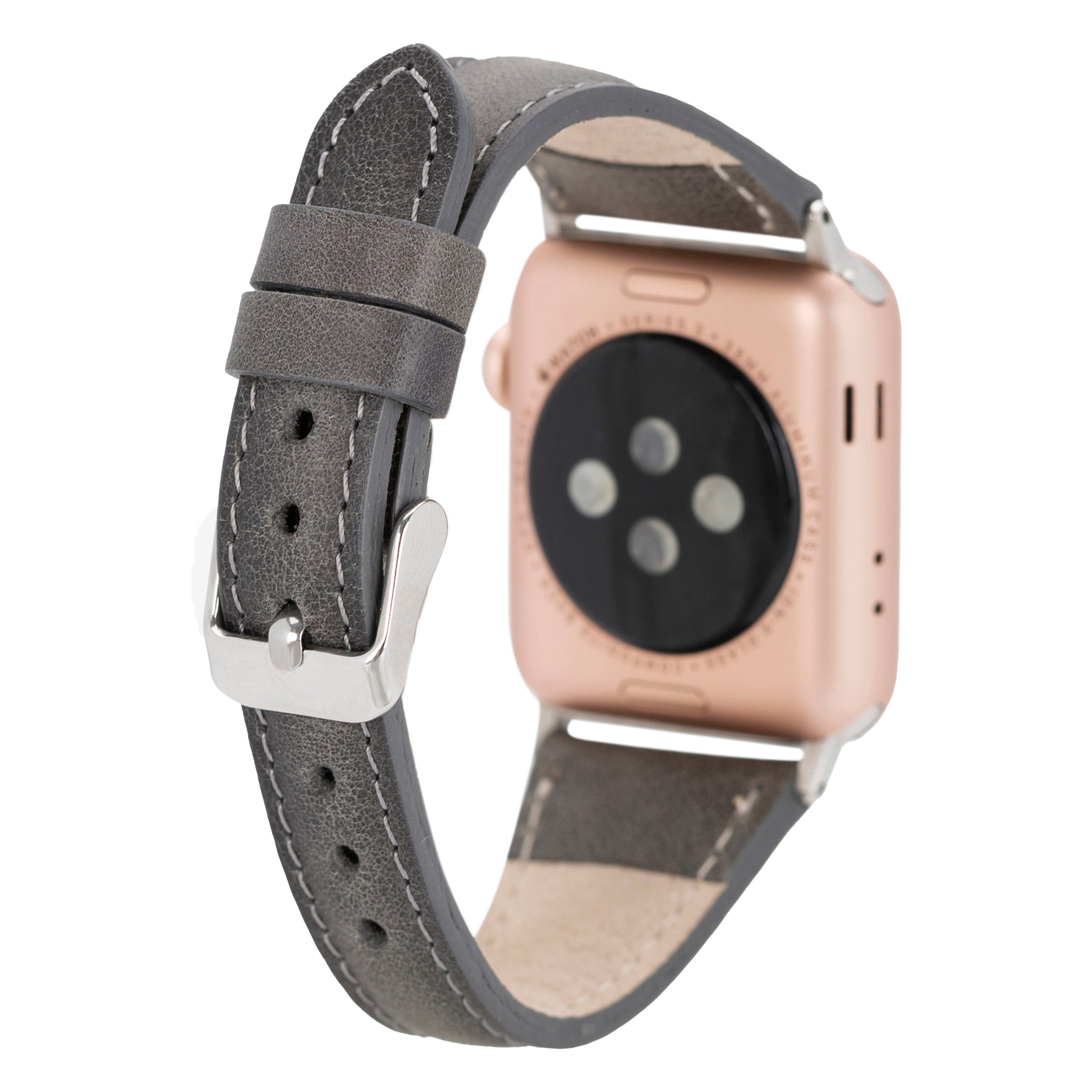 Bloomband Signature Stone Gray Leather Apple Watch Band - 44/45/46/49Mm