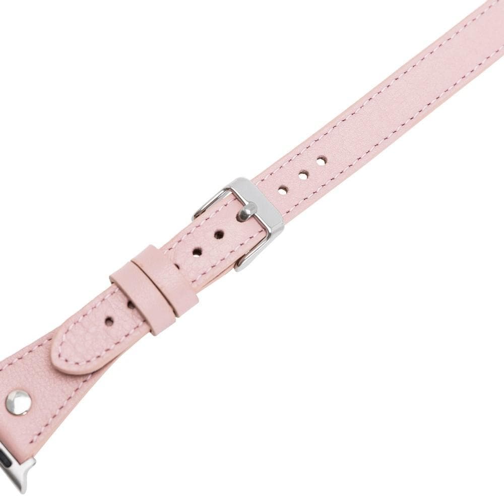 Bloomband Silver Tokalı Double Tour Pink Deri Apple Watch Kayışı - 44/45/46/49Mm