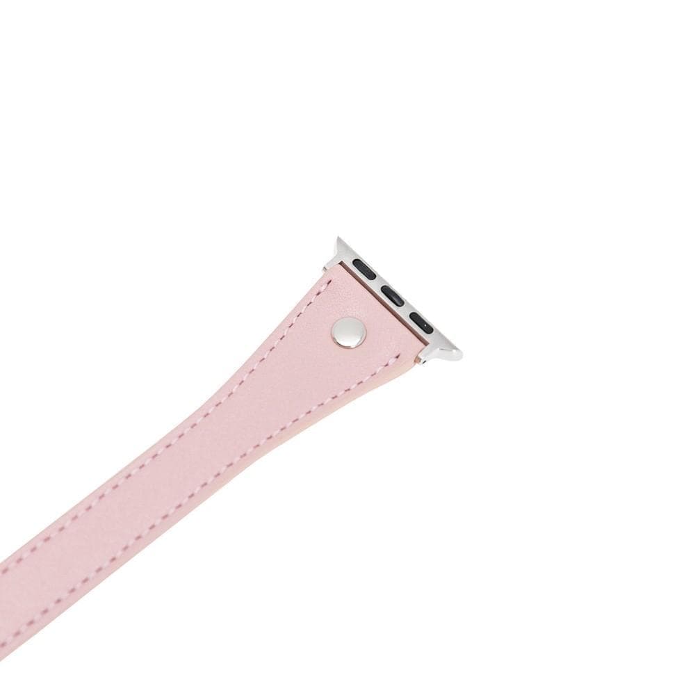 Bloomband Silver Tokalı Double Tour Pink Deri Apple Watch Kayışı - 44/45/46/49Mm