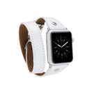 Bloomband Silver Tokalı Double Tour White Deri Apple Watch Kayışı - 44/45/46/49Mm
