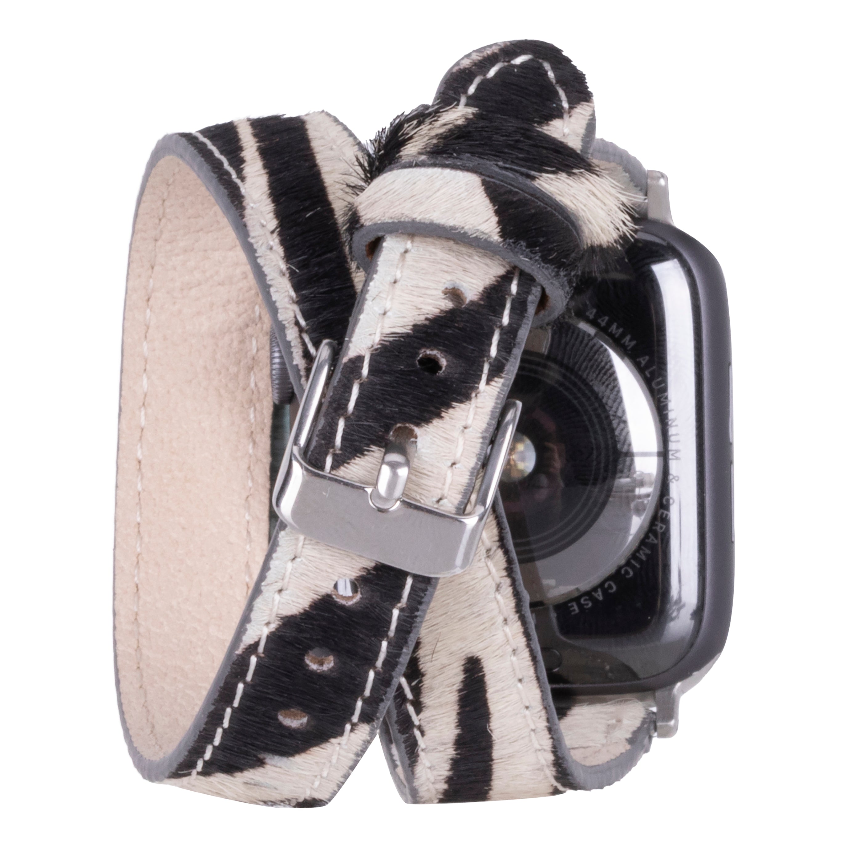 Bloomband Wild Zebra Slim Double Tour Leather Apple Watch Band - 44/45/46/49Mm