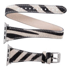 Bloomband Wild Zebra Slim Double Tour Leather Apple Watch Band - 44/45/46/49Mm