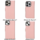 Bloomcase Apple Iphone 15 Pro (6.1") Peony Pink Hakiki Deri Çıkarılabilir Cüzdanlı Telefon Kılıfı