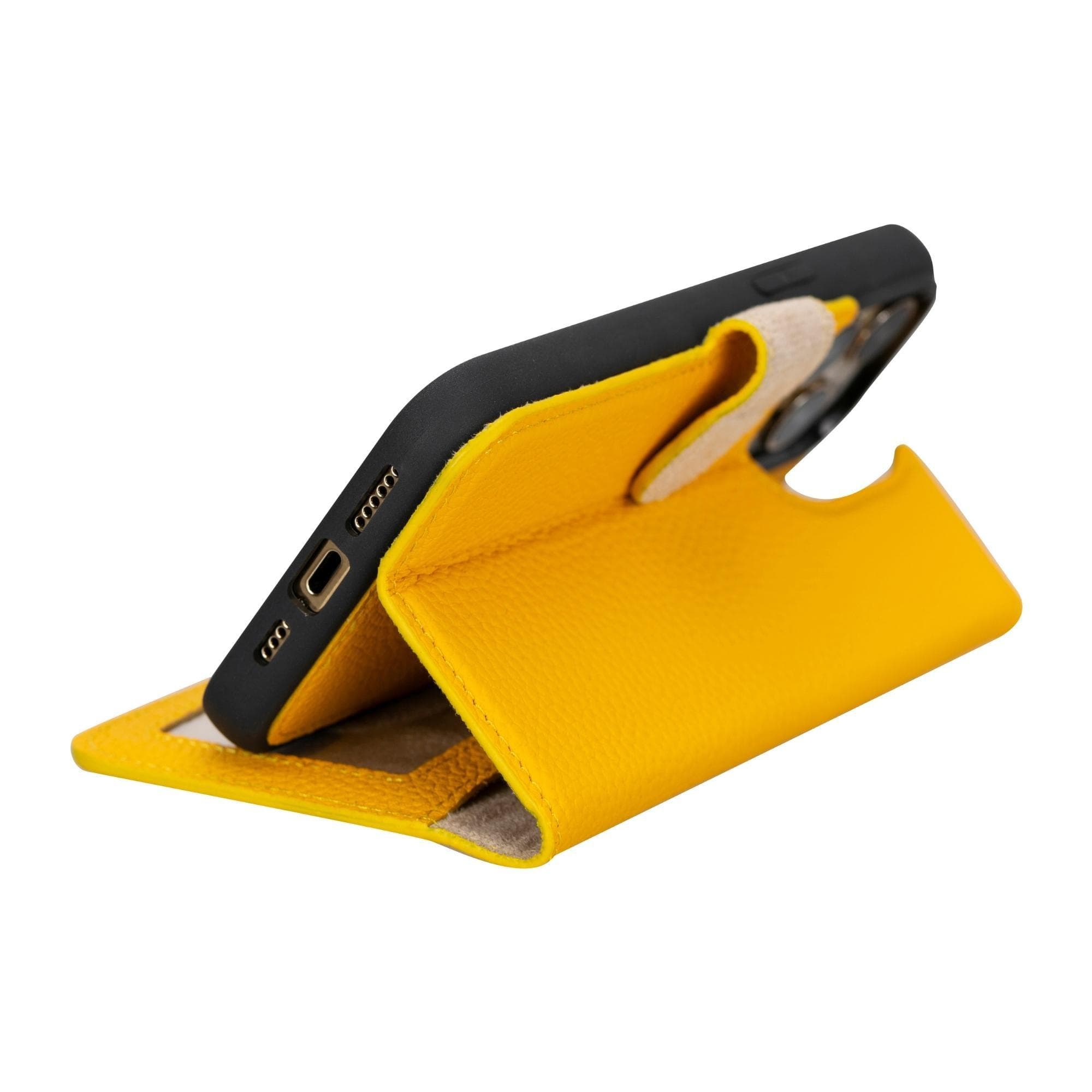 Bloomcase Apple Iphone 15 Pro (6.1") Soleil Yellow Hakiki Deri Çıkarılabilir Cüzdanlı Telefon Kılıfı