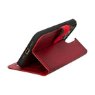 Bloomcase Apple Iphone 15 Pro Max (6.7") Cherry Red Hakiki Deri Çıkarılabilir Cüzdanlı Telefon Kılıfı