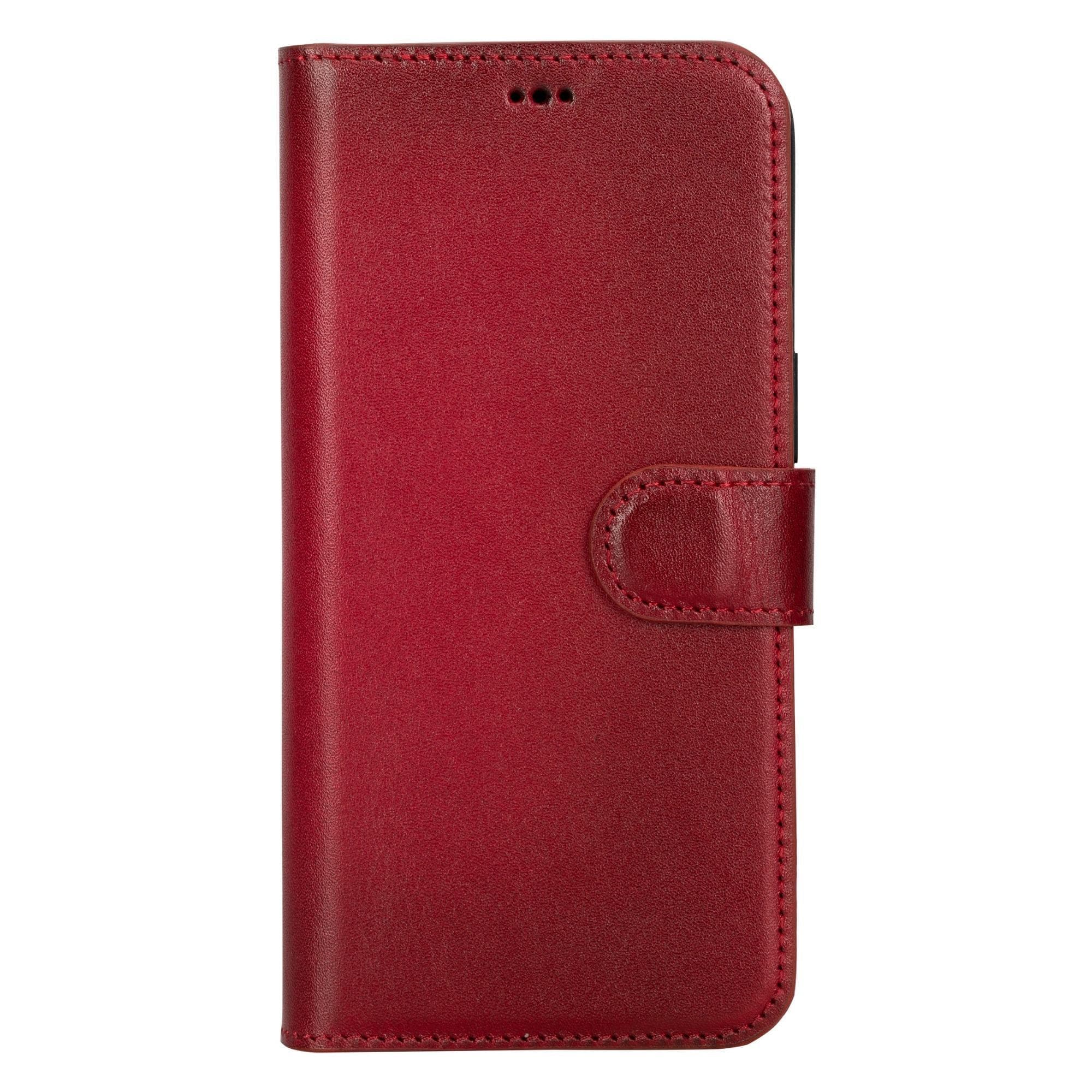Bloomcase Apple Iphone 15 Pro Max (6.7") Cherry Red Hakiki Deri Çıkarılabilir Cüzdanlı Telefon Kılıfı