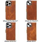 Bloomcase Apple Iphone 15 Pro Max (6.7") Deep Mocca Hakiki Deri Çıkarılabilir Cüzdanlı Telefon Kılıfı