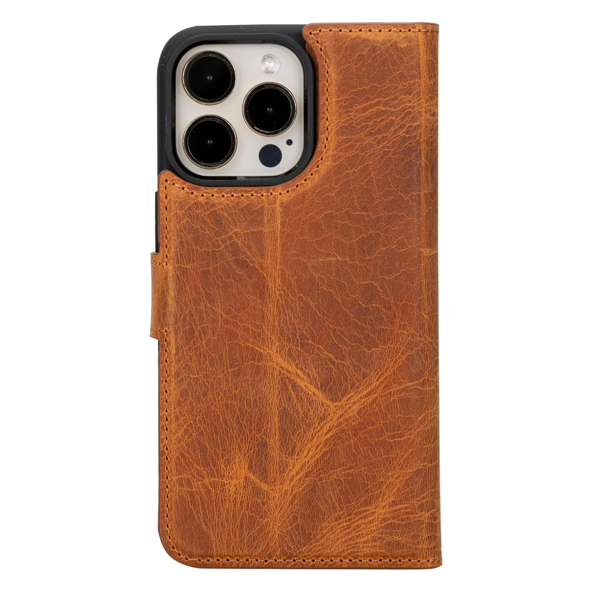 Bloomcase Apple Iphone 15 Pro Max (6.7") Deep Mocca Hakiki Deri Çıkarılabilir Cüzdanlı Telefon Kılıfı