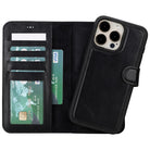 Bloomcase Apple Iphone 15 Pro Max (6.7") Onyx Blackhakiki Deri Çıkarılabilir Cüzdanlı Telefon Kılıfı