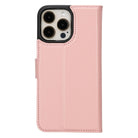 Bloomcase Apple Iphone 15 Pro Max (6.7") Peony Pink Hakiki Deri Çıkarılabilir Cüzdanlı Telefon Kılıfı