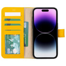 Bloomcase Apple Iphone 15 Pro Max (6.7") Soleil Yellow Hakiki Deri Çıkarılabilir Cüzdanlı Telefon Kılıfı